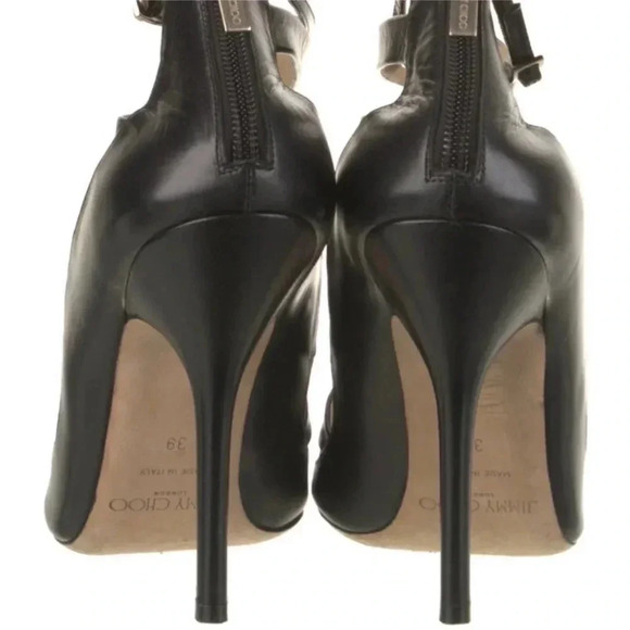 Jimmy Choo Black Fathom Strappy Leather Ankle Heels - Picture 4 of 5